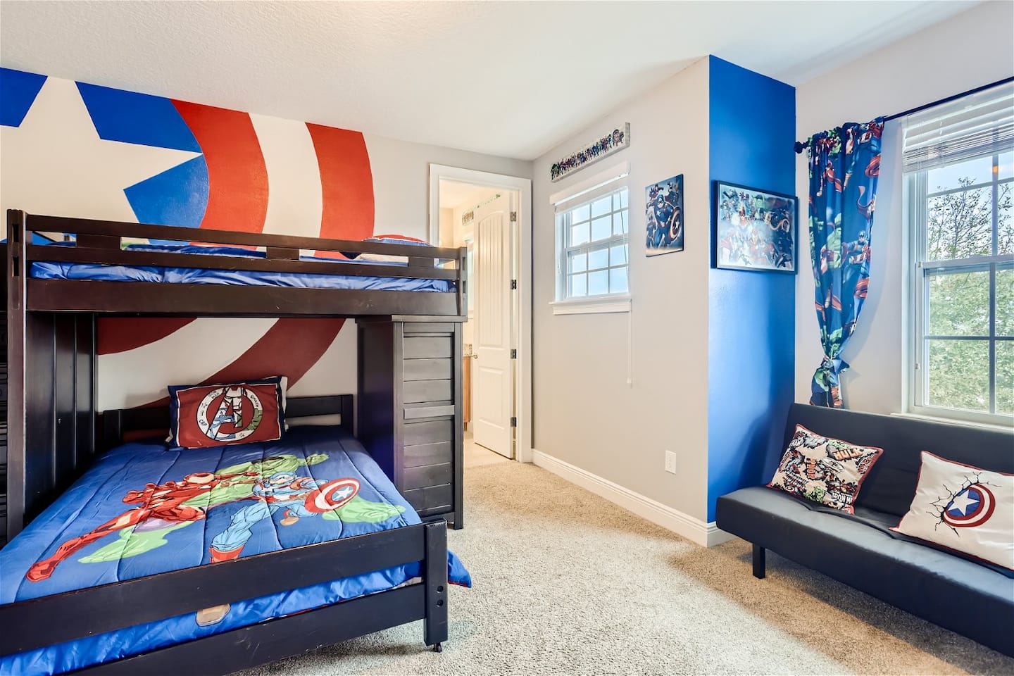 Superhero-themed bunk bedroom